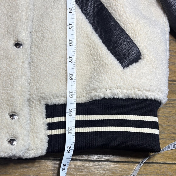 Blank NYC Black and Cream Sherpa Bonded Bomber Women’s Jacket NWT Size M - Picture 10 of 11